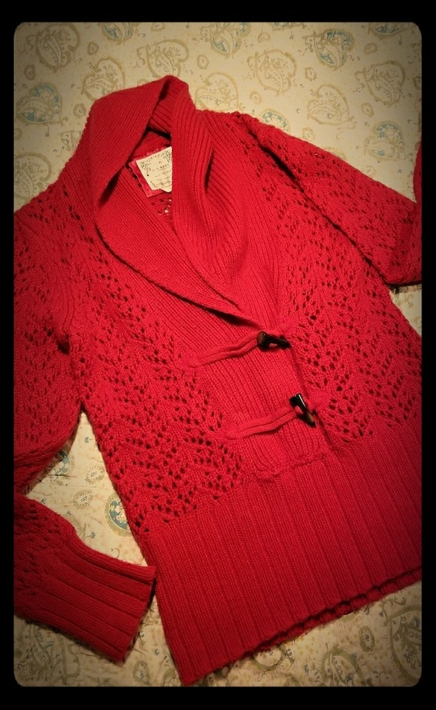 Red cowl neck sweater